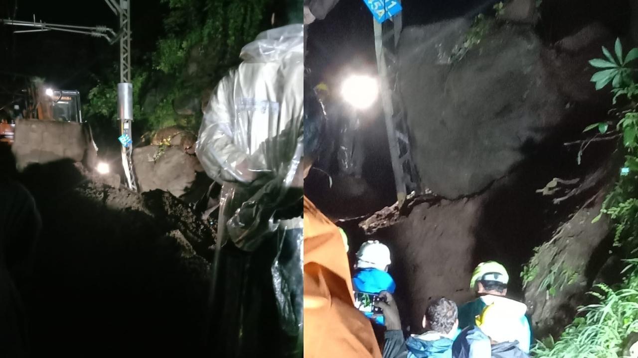 Maharashtra: Alert patrolman detects boulder fallen on Mumbai-Pune railway line; see pics